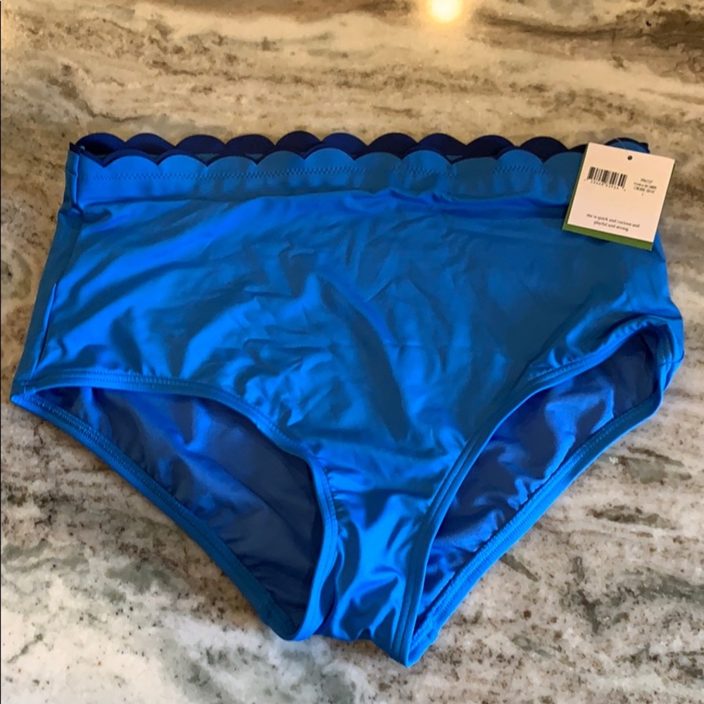 Kate Spade Two Tone Riviera Blue Bikini Bottom